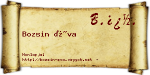 Bozsin Éva névjegykártya